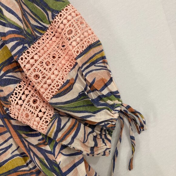 New Zac & Rachel XL Colorful Lace Detail Square Neck Cottgecore Feminine Blouse - Picture 6 of 10